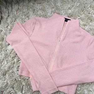 White Fox Boutique Got A Crush Long Sleeve Crop Baby Pink 💗